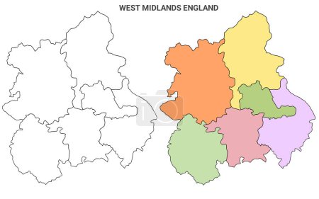 Téléchargez les photos : West Midlands England Administrative Map Set - carte de contour vierge - en image libre de droit