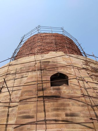 Dhamekh Stupa in Panchaytan temple ruins, Sarnath, Varanasi, India landmarks history is buddhist trave