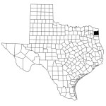 Map of Cass County in Texas state on white background. single County map highlighted by black colour on Texas map. UNITED STATES, US