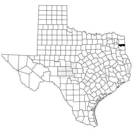 Map of Marion County in Texas state on white background. single County map highlighted by black colour on Texas map. UNITED STATES, US