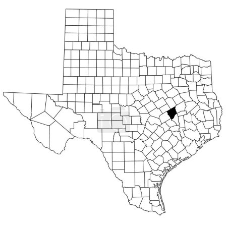 Carte du comté de Robertson dans l'État du Texas sur fond blanc. Carte unique du comté mise en évidence par la couleur noire sur la carte du Texas. États-Unis, États-Unis