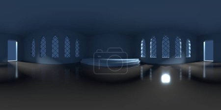 Esférico completo hdri panorama 360 grados de una habitación con ventanas. Visualización 3D 12K