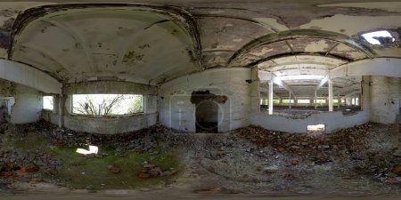 5K 360 VR Virtual Reality. Ruins of an old abandoned livestock farm
