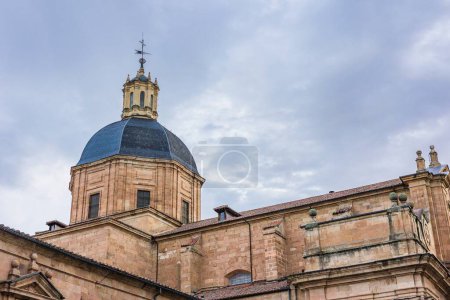 Photo for European ancient architecture building. Old monument town landmark with copy space. Historic spanish church with no people - Royalty Free Image
