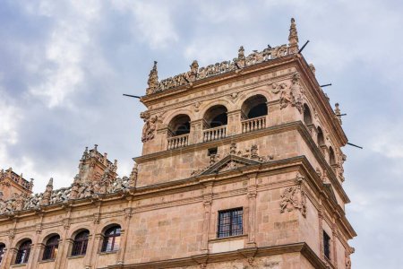 Foto de Castilla y León hito europeo. Monumento histórico fachada en la ciudad vieja de la UNESCO. Ornamento barroco patrimonio cultura - Imagen libre de derechos