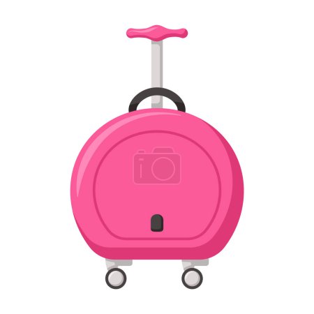 Traveling suitcase on wheels. Cabin luggage. Bright flat clipart