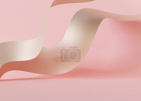 Empty scene with soft, abstract waves. Pastel pink background. Template for product, cosmetic presentation. Mock up. Backdrop with empty, copy space. Display, showcase. 3D