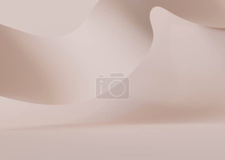 Empty scene with soft, abstract wave. Neutral beige background. Template for product, cosmetic presentation. Mock up. Backdrop with empty, copy space. Display, showcase. 3D