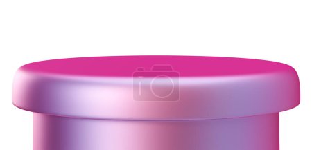 Holographic metallic podium isolated on white background. Color gradient. Trendy iridescent stage for product, cosmetic presentation. Modern mock up. Pedestal, platform for beauty products. Stage. 3D