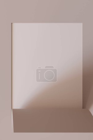 Photo for Minimalistic, abstract background, bended paper. Copy space for message, text. Beige, nude colors. Curved, rolled paper backdrop. Perfect for clean, modern design projects. Vertical format. 3D render - Royalty Free Image