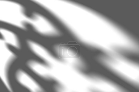 Shadow from round window with twisted patterns, overlay effect. Realistic gray shadow on white background. Applicable for product presentation, photos, backdrop. Sun light, rays. 3D render