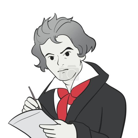 Téléchargez les photos : Ludwig Van Beethoven Illustration Caricature Visuelle Simple - en image libre de droit