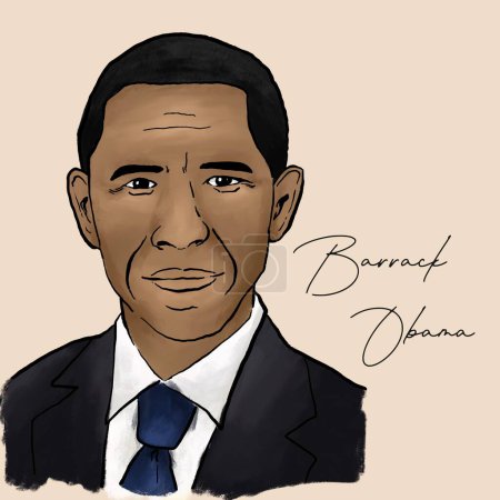 Photo for 44th President of United States hand drawn illustration portrait - Royalty Free Image