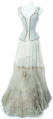 Photo for Museum Marina Ivanova victorian edwardian era vintage modern  costumes photos of beautiful costumes lace crinolines bustles silver agehandbags fans antiquel hats fans antiquel hats mannequins horses  children's costumes quality chantelly beads - Royalty Free Image