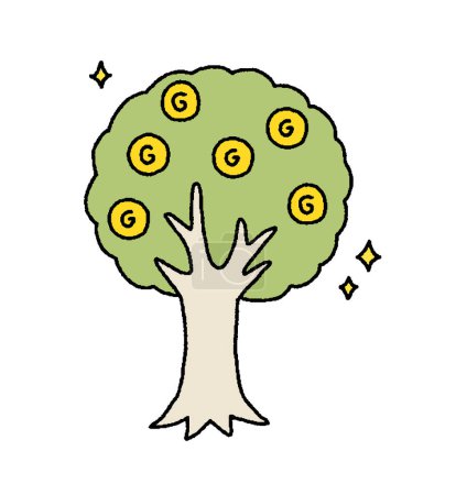 Illustration for Simple Touch Asset Building Money Making Tree Illustration - Royalty Free Image