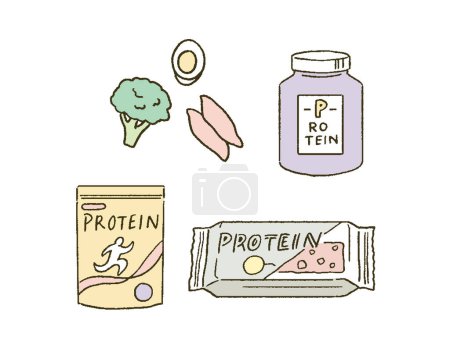 Téléchargez les illustrations : Beauty Diet Conscious Eating and Protein Illustration - en licence libre de droit