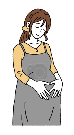 Illustration for Simple touch Illustration of a pregnant woman holding her hand on her belly - Royalty Free Image