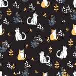 Wild Cat Wonder Garden Vector Seamless Pattern can be use for background and apparel design