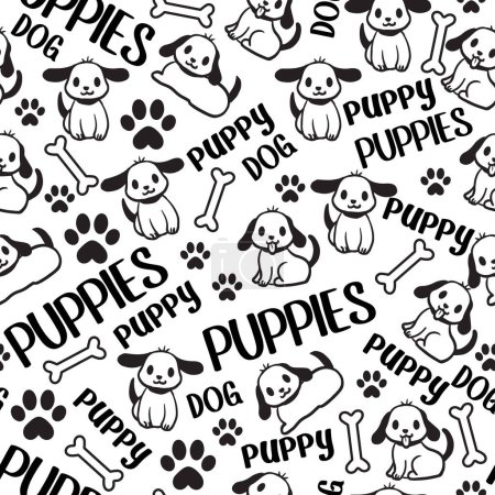 Illustration for Parade Puppy Love Seamless Vector Pattern can be use for background and apparel design - Royalty Free Image