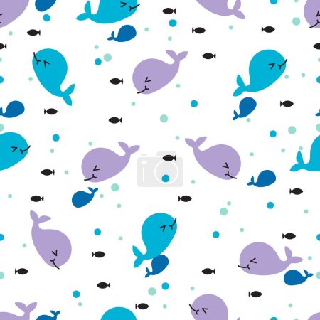 Illustration for Whale Bubble Delight Vector Seamless Pattern can be use for background and apparel design - Royalty Free Image