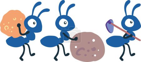 Illustration for Hardworking Ants Tools and Tasks Vector Art. Perfect for conveying themes of teamwork, collaboration, and the sweetness of collective effort. Ideal for a variety of projects, from educational materials to cheerful designs. - Royalty Free Image