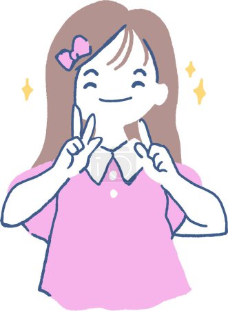 Ilustración de Chica alegre en la felicidad rosa destacado vector que retrata la positividad, la alegría y el corazón ligero. - Imagen libre de derechos