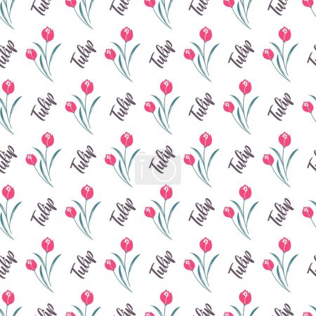 Errötende rosa Tulpen Garden Vector Pattern können für Hintergrund-und Bekleidungsdesign verwendet werden