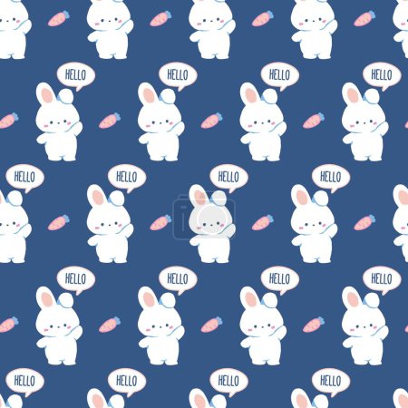 Illustration for Bunny Sweet Greeting Connections Pattern Art can be use for background and apparel design - Royalty Free Image