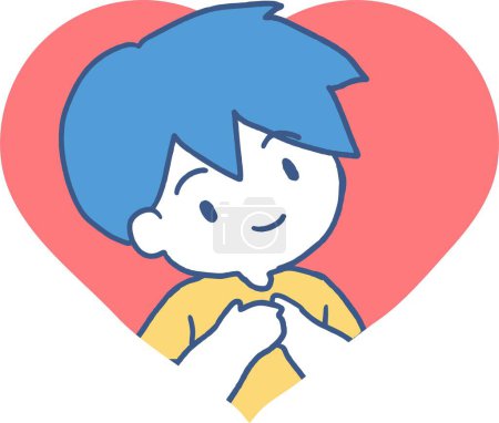 Joyful Heart: Boy Embracing Happiness Vector Art. Ideal for any project that aims to spread love, joy, or to promote child welfare.