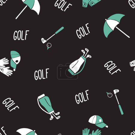 Illustration for Night Vision Golf Equipment Dream Vector Pattern can be use for background and apparel design - Royalty Free Image