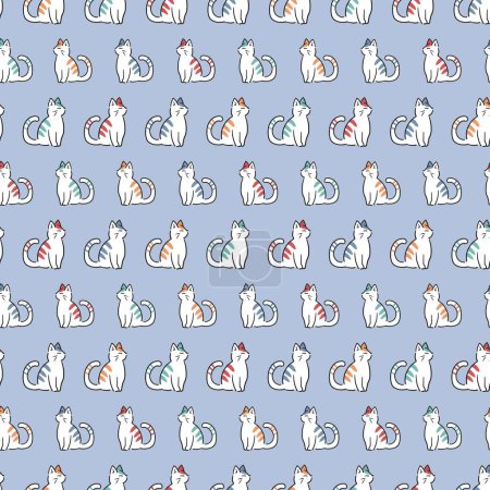 Playful Feline Friends Charm Vector seamless Pattern can be use for background and apparel design