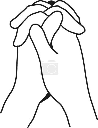 Spiritual Sketch Line Art of Praying Hands Vector. Perfect for religious materials, minimalist decor, and serene graphic compositions.