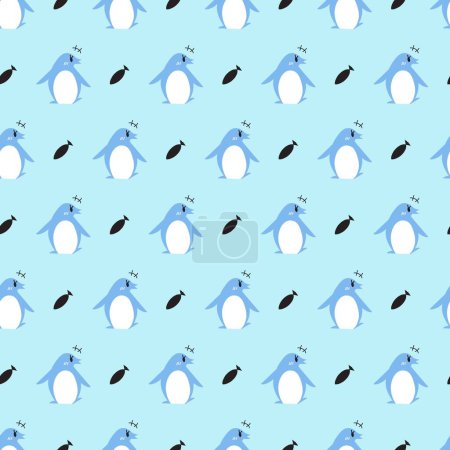 Illustration for Penguin Playtime Happy Aquatic Dance Pattern can be use for background and apparel design - Royalty Free Image