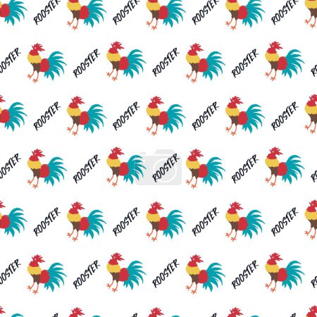 Illustration for Feathered Fun Chickens Cartoon Banter Pattern can be use for background and apparel design - Royalty Free Image