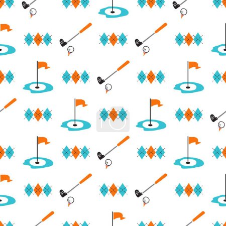 Illustration for Summer Argyle Golf Aces Club Vector Pattern can be use for background and apparel design - Royalty Free Image