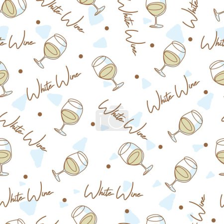 Illustration for Whimsical White Wine Tasting Party Vibes Pattern can be use for background and apparel design - Royalty Free Image