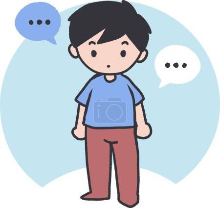 Illustration for Calm Consideration A Boy and His Thoughts Vector. Making it a perfect representation for childhood curiosity and the quiet moments. - Royalty Free Image