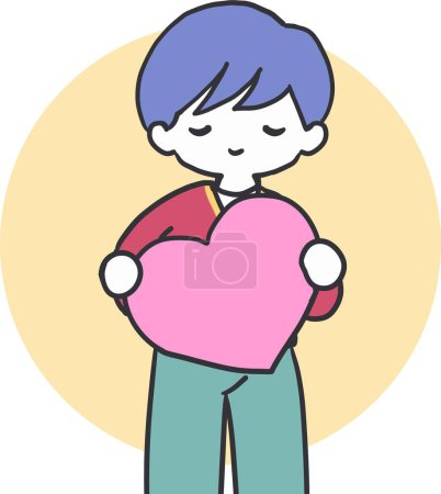 Tender Heart A Boy Affectionate Hold Vector Art. This artwork beautifully captures the essence of heartfelt emotions, making it a perfect representation of love, Valentine's Day themes, or any project that celebrates the innocence of affection and ca