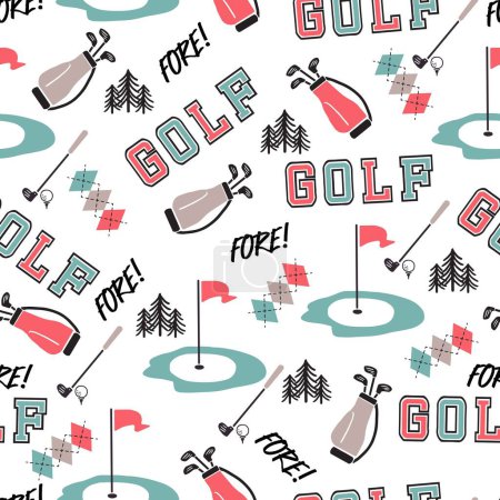 Fairway to Heaven Golfer Paradise Essentials Pattern can be use for background and apparel design