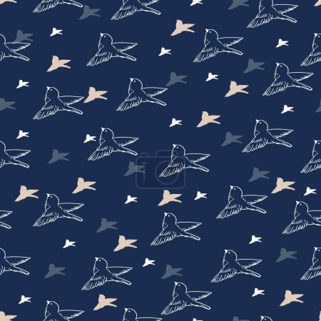Flight of the Night Bird Amidst Darkness Pattern can be use for background and apparel design