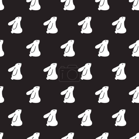 Illustration for Gazing White Bunny Dreams on the Dark Pattern can be use for background and apparel design - Royalty Free Image