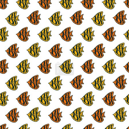 Illustration for Tropical Swim Seamless Red and Yellow Fish Pattern can be use for background and apparel design - Royalty Free Image