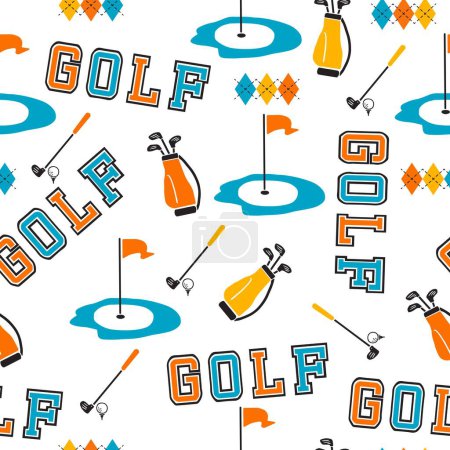 Swing into Style Golf Clubhouse Dreams Pattern kann für Hintergrund und Bekleidungsdesign verwendet werden