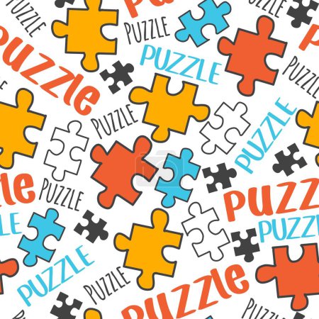Illustration for Abstract Puzzle Jigsaw Pieces Colorful Game Pattern can be use for background and apparel design - Royalty Free Image