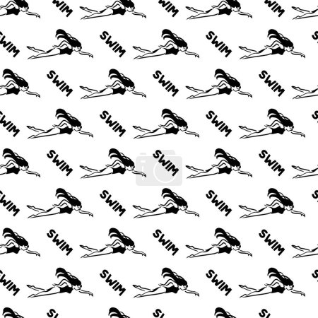 Swimmer Silhouette Dive and Swim Vector Pattern can be use for background and apparel design