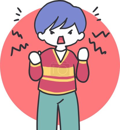 Frustrated Boy Expressing Anger Vector Illustration. Ideal choice for projects aiming to address emotional intelligence, conflict resolution, or simply to add a touch of realism to any creative work.