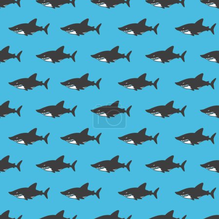 Blue Water Sharks Ocean Animal Seamless Pattern can be use for background and apparel design