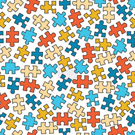Illustration for Colorful Mind Teasers Jigsaw Puzzle Pattern can be use for background and apparel design - Royalty Free Image