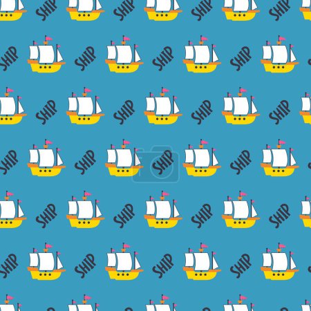 Sailor Dream Elegant Seamless Ship Artwork Pattern can be use for background and apparel design