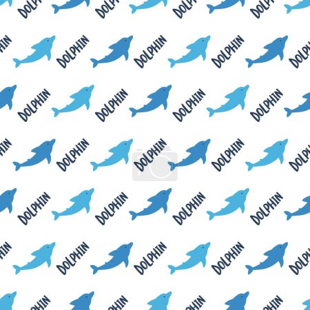 Sea Grace Blue Delphin Delight Vector Pattern kann für Hintergrund- und Bekleidungsdesign verwendet werden